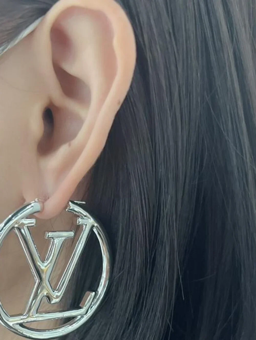 JUMBO Size Luxury Brand Hoop Earring In Silver Color Exact Match 🔥💥🫦💯🩷✨️👍 - Picture 5 of 5
